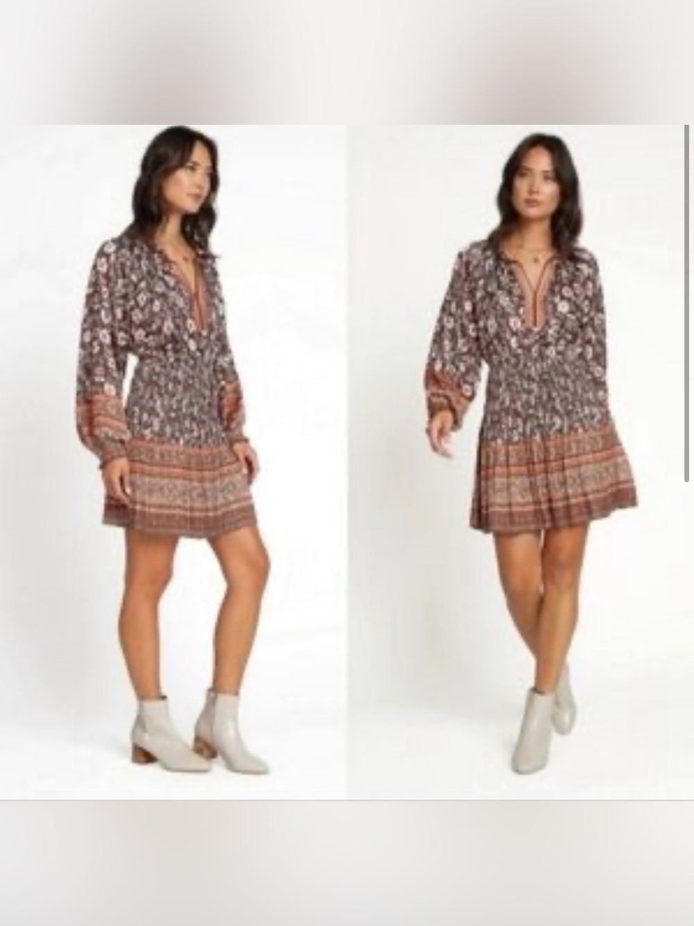 Current Air Alyce Bohemian Billowing Sleeves Pleated Dress Size MP